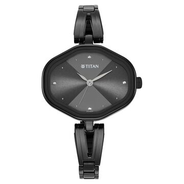 Titan Karishma Quartz Analog Black Dial Black Stainless Steel Strap Watch For Women
