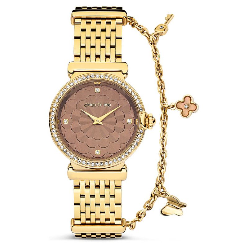 Cerruti 1881 Quartz Analog Brown Dial Stainless Steel Strap Watch for Women