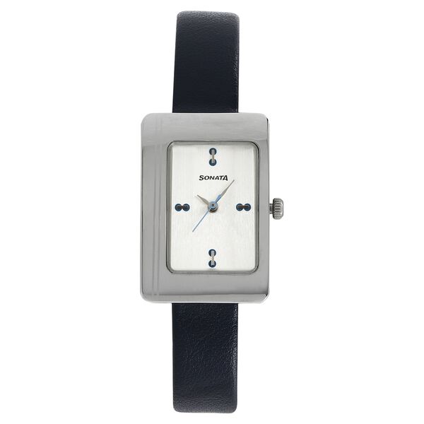 Sonata Quartz Analog Silver Dial Leather Strap Watch for Women - image number 0
