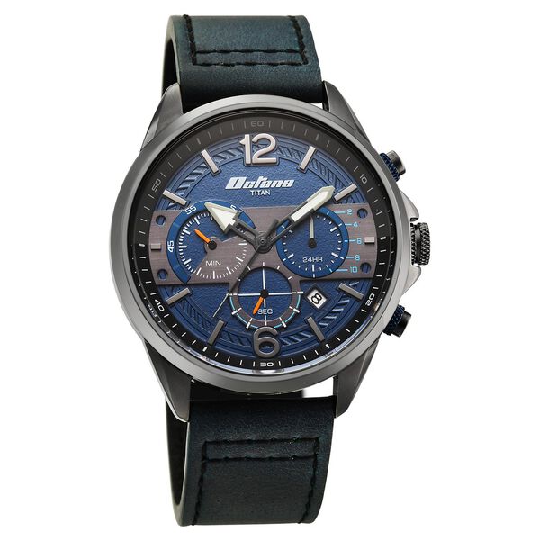 Titan Octane Cred Analog with Blue Dial Blue Leather Strap Watch for Men - image number 1