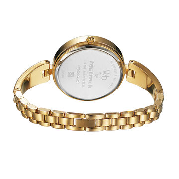 Fastrack Vyb Diva Quartz Analog Golden Dial Metal Strap Watch for Girls