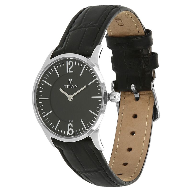 Titan Quartz Analog Black Dial Leather Strap Watch for Women - image number 1