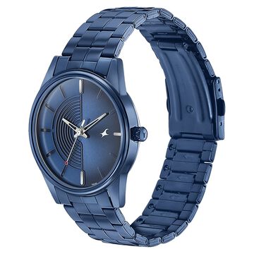 Fastrack Stunnerse Quartz Analog Blue Dial With Blue Metal Strap Watch for Guys