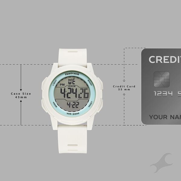 Fastrack Streetstyle Digital Dial Beige Polyether Strap Watch For Unisex - image number 3