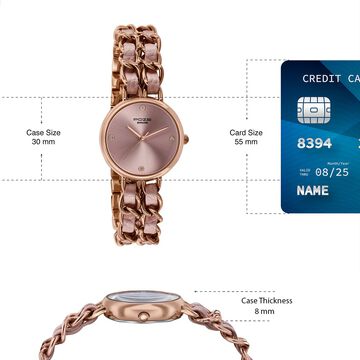 Poze Poze Quartz Analog Pink Dial Two Toned Metal & Leather Strap Watch For Women