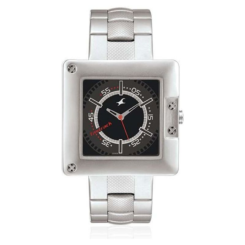 Fastrack Quartz Analog Black Dial Stainless Steel Strap Watch for Guys