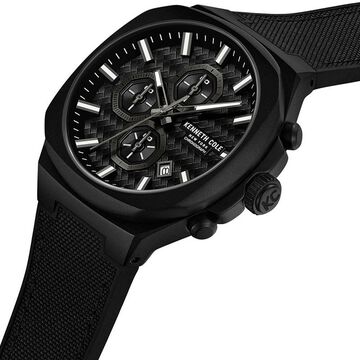 Kenneth Cole Quartz Chronograph Black Dial Black Silicone Strap Watch For Men
