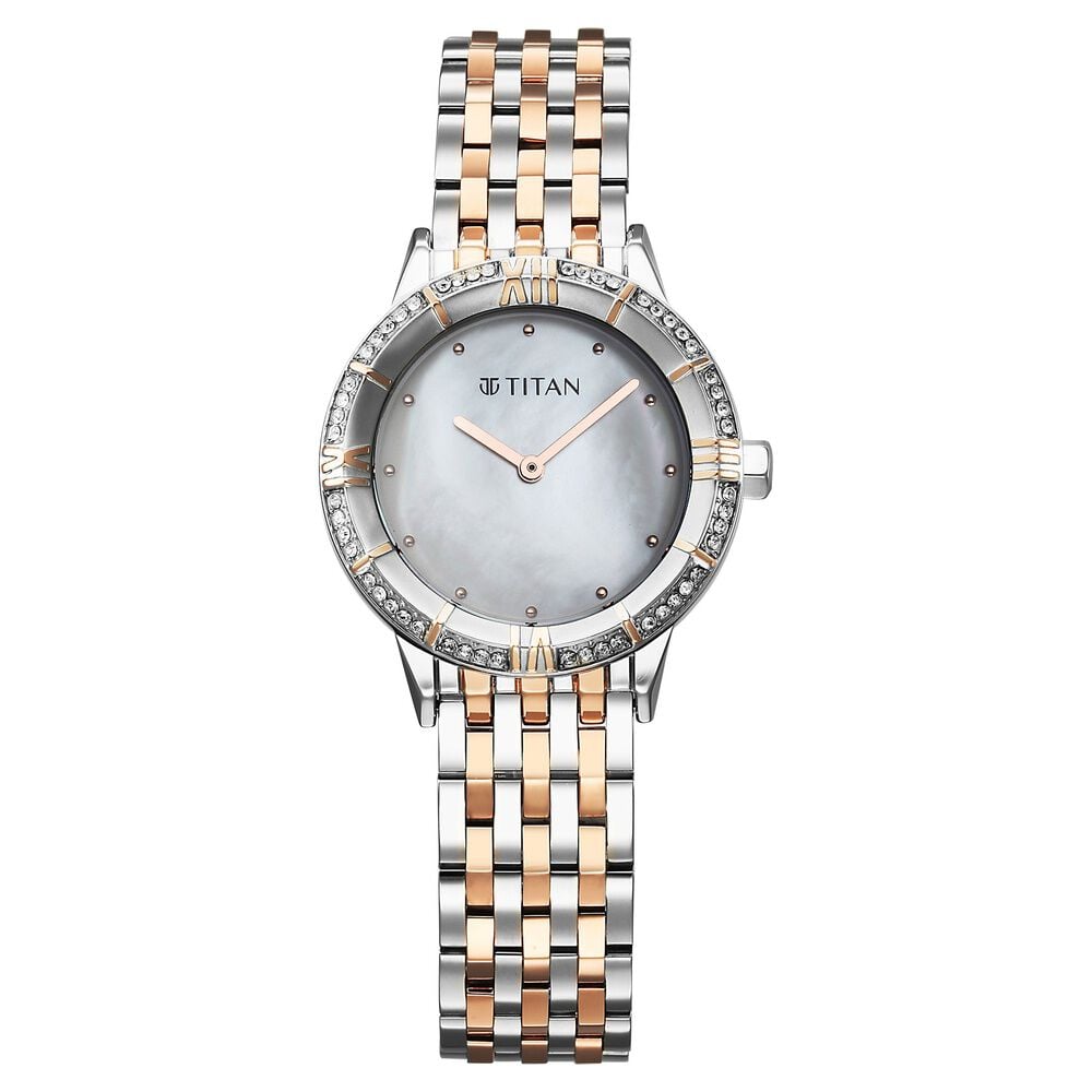 Titan Glamour Quartz Analog Mother Of Pearl Dial Two Toned Stainless Steel Strap Watch For Women-image-47