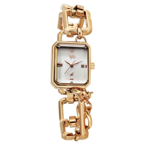 Vyb Siren By Fastrack Quartz Analog White Dial Rose Gold Metal Strap Watch For Girls - image number 1