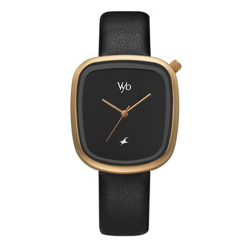 Fastrack Vyb Prodigy Quartz Analog Black Dial Leather Strap Watch for Girls