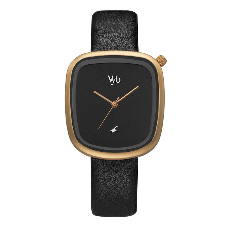 Fastrack Vyb Prodigy Quartz Analog Black Dial Leather Strap Watch for Girls