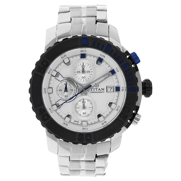 Titan Quartz Chronograph Silver Dial Stainless Steel Strap Watch for Men - image number 0
