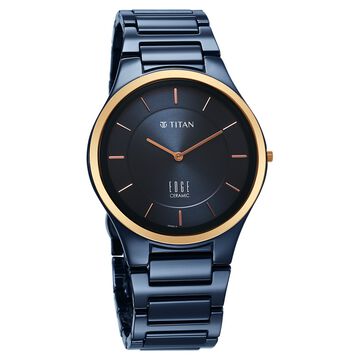 Titan Edge Bicolour Quartz Analog Blue Dial Blue Ceramic Strap Watch For Men
