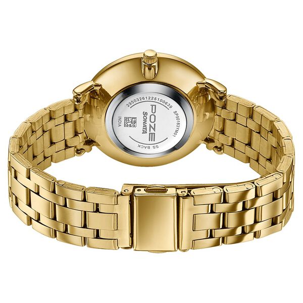 Poze By Sonata Quartz Analog green&nbsp;Dial Golden Stainless Steel Strap Watch For Women - image number 6