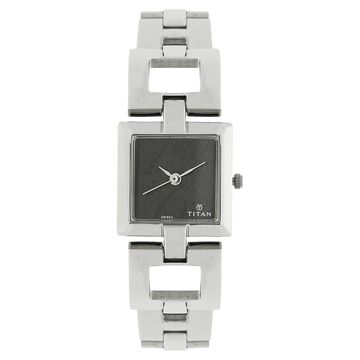 Titan Quartz Analog Black Dial Stainless Steel Strap Watch for Women