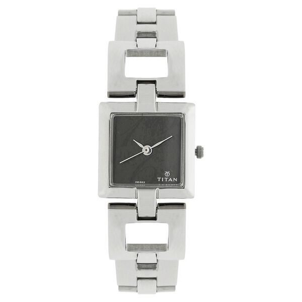 Titan Quartz Analog Black Dial Stainless Steel Strap Watch for Women - image number 0