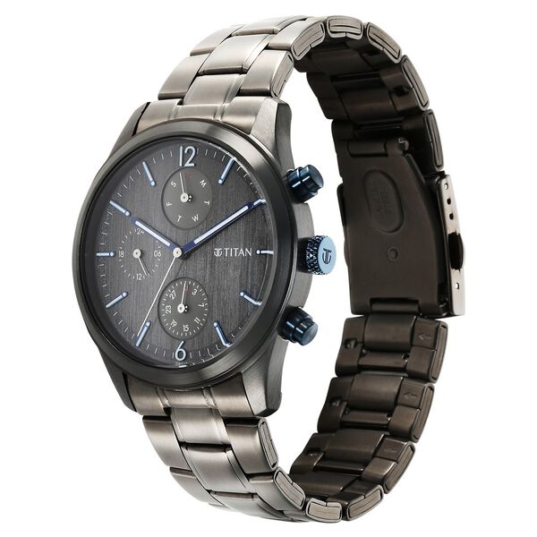 Titan Neo Splash Quartz Multifunction Anthracite Dial Stainless Steel Strap Watch for Men - image number 3