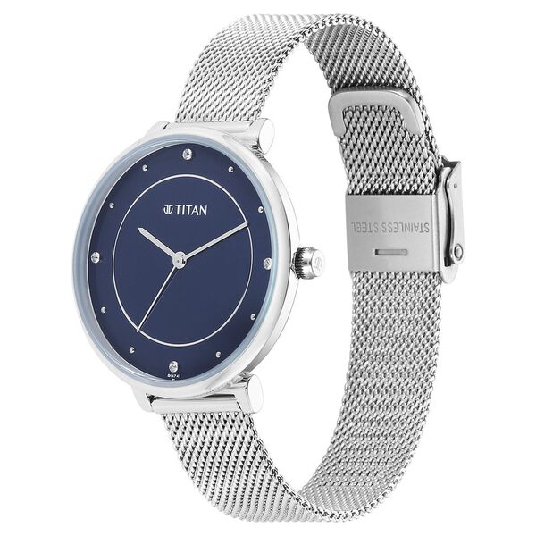 Titan Purple Stackables Quartz Analog Blue Dial Stainless Steel Strap Watch for Women - image number 5