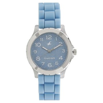 Fastrack Trendies Quartz Analog Blue Dial Silicone Strap Watch for Girls