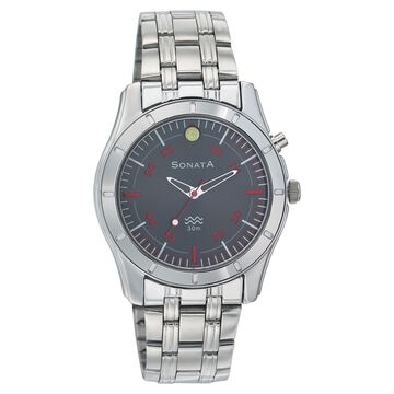 Sonata Quartz Analog Anthracite Dial Metal Strap Watch for Men