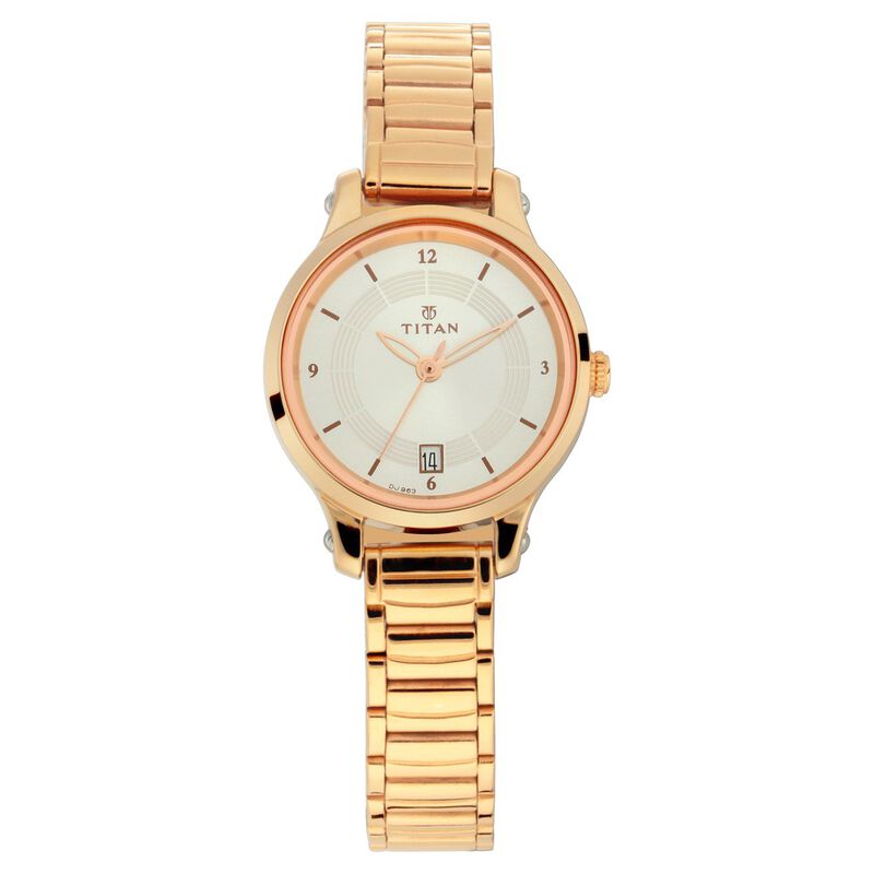 Titan Quartz Analog with Date Silver Dial Stainless Steel Strap Watch for Women - image number 1