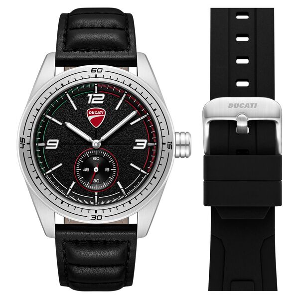 Ducati Quartz Analog Black Dial Black Leather Strap Watch For Men - image number 0