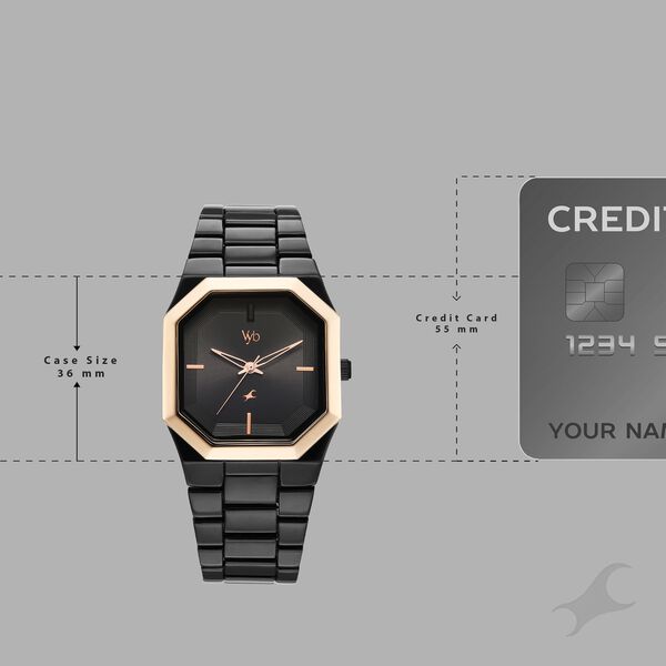 Vyb Pioneer By Fastrack Quartz Analog Black Dial Black Metal Strap Watch For Guys - image number 3
