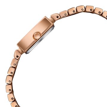 Sonata Poze Quartz Analog Pink Dial Rose Gold Metal Strap Watch For Women