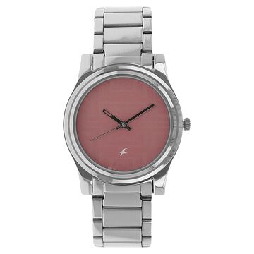Fastrack Quartz Analog Pink Dial Stainless Steel Strap Watch for Girls