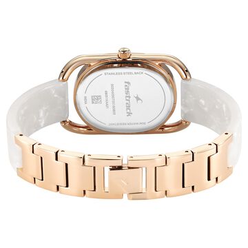 Fastrack Younique Quartz Analog Mother of Pearl Dial Two Toned Acetate & Metal Strap Watch For Girls