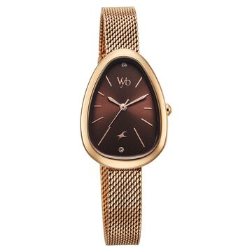 Vyb Prodigy By Fastrack Quartz Analog Brown Dial Metal Strap Watch For Girls
