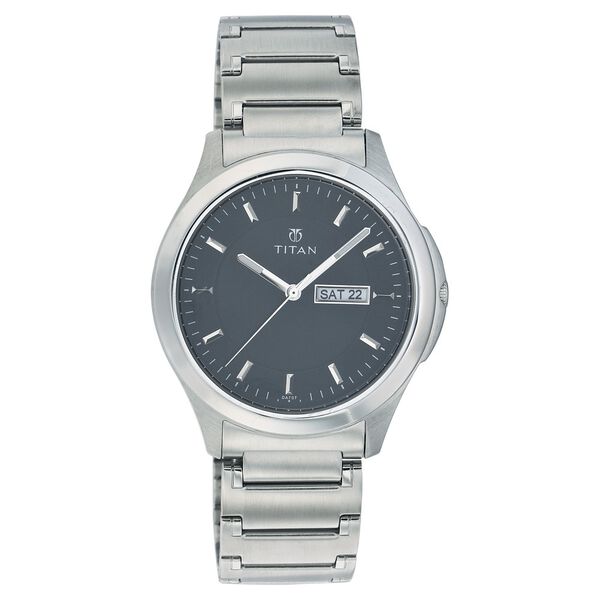 Titan Quartz Analog with Day and Date Black Dial Metal Strap Watch for Men - image number 0