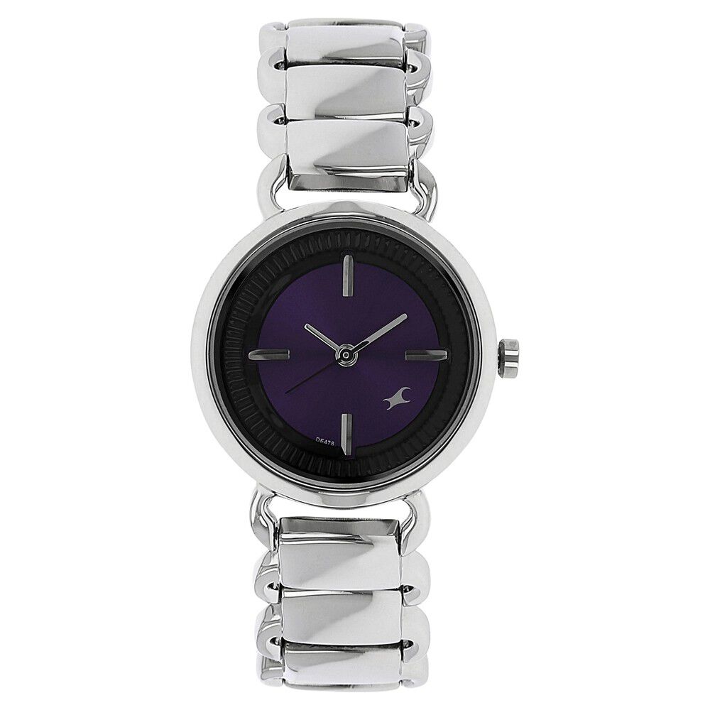 Buy Online Fastrack Quartz Analog Purple Dial Stainless Steel Strap Watch for Girls ns6117sm02 Titan