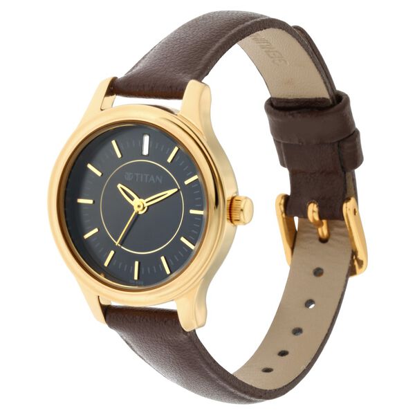 Titan Quartz Analog Black Dial Leather Strap Watch for Women - image number 2
