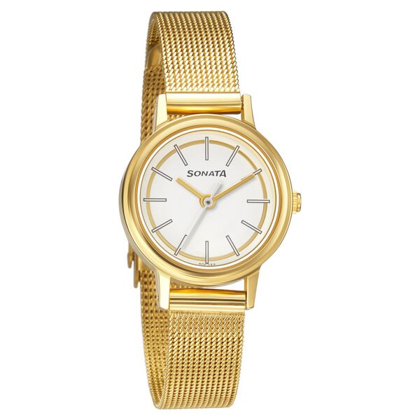 Sonata Essentials White Dial Women Watch With Stainless Steel Strap - image number 0
