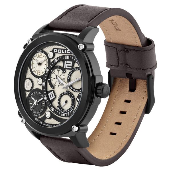 Police Quartz Multifunction Beige Dial Leather Strap Watch for Men - image number 1
