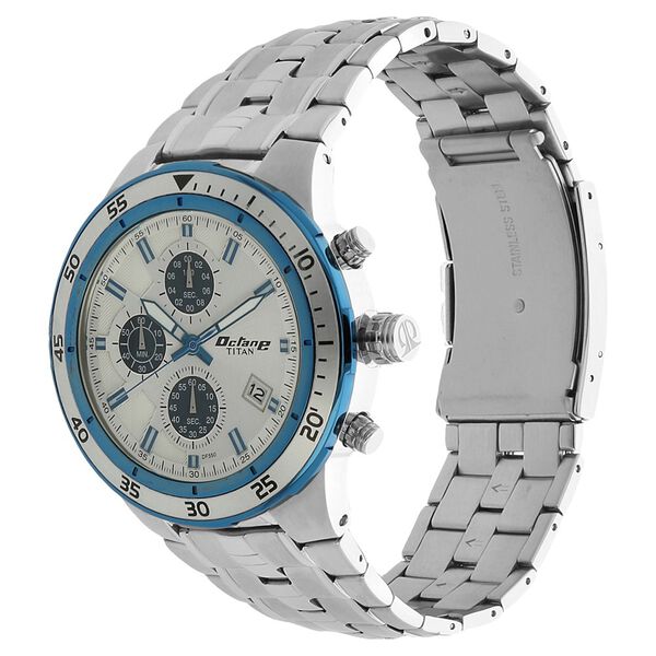 Titan Quartz Chronograph White Dial Stainless Steel Strap Watch for Men - image number 1