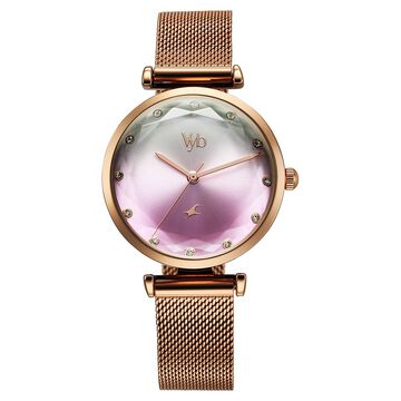 Vyb Aura By Fastrack Quartz Analog Two Toned Dial Metal Strap Watch For Girls