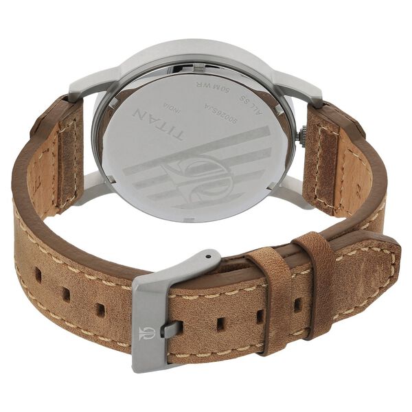 Titan Quartz Analog Black Dial Leather Strap Watch for Men - image number 3
