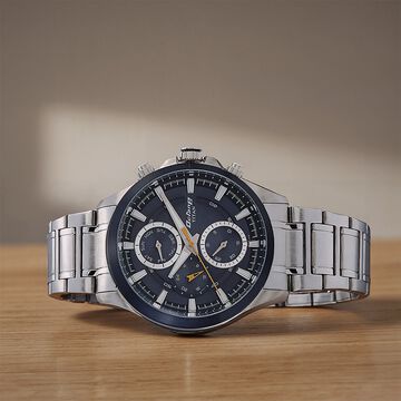 Titan Octane Blue Dial Quartz Multifunction Stainless Steel Strap watch for Men
