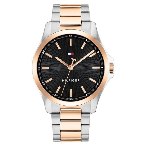 Tommy Hilfiger Quartz Analog Black Dial Two Toned Stainless Steel Strap Watch For Men - image number 0