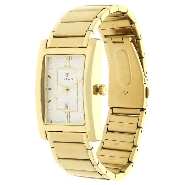 Titan Rectangle Silver Dial Analog with Date Stainless Steel Strap watch for Men - image number 1