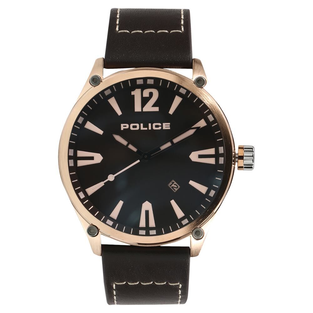 Buy Online Police Quartz Analog with Date Black Dial Leather Strap Watch for Men ncpl15244jbr02 Titan