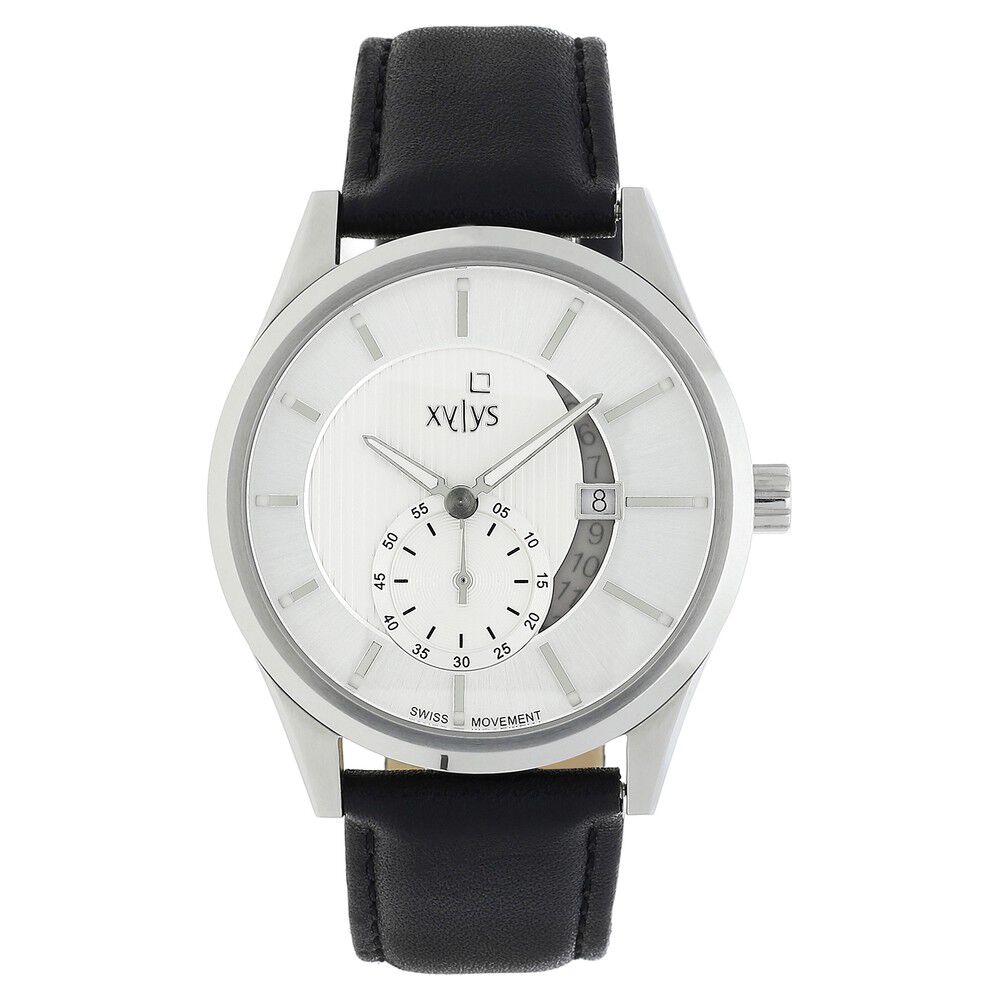 Buy Online Xylys Swiss Analog Black Leather Strap and Silver Dial