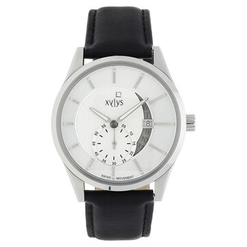 Xylys Quartz Analog Silver Dial Leather Strap Watch for Men