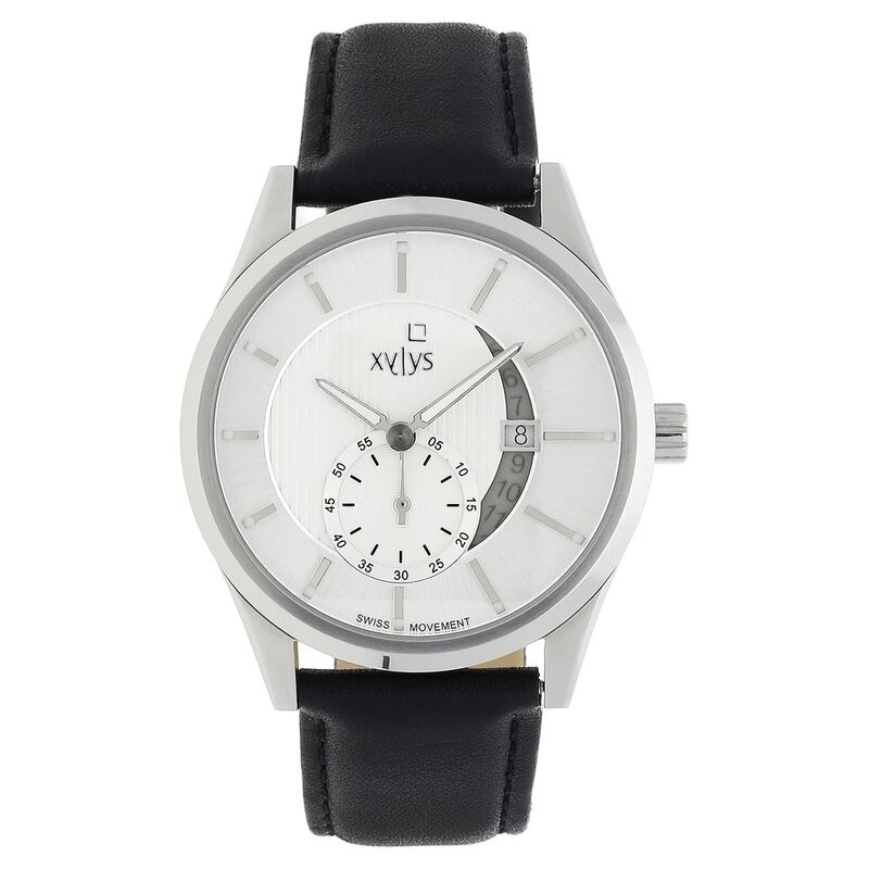 Xylys Quartz Analog Silver Dial Leather Strap Watch for Men - image number 0
