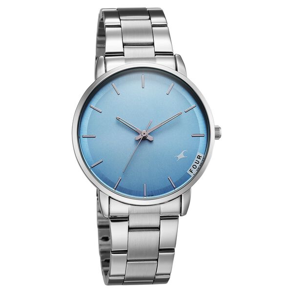 Fastrack Stunners Quartz Analog Blue Dial Silver Stainless Steel Strap Watch For Guys - image number 1