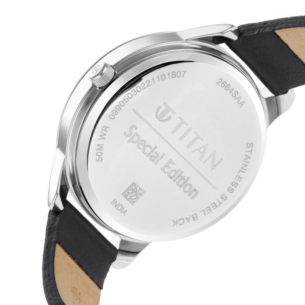 Buy Online Titan Solidarity Silver Dial Analog Leather Strap watch for Women 2664sl01 p Titan