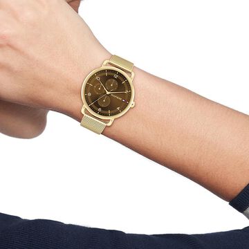 Tommy Hilfiger Quartz Multifunction Brown Stainless Steel Strap for Women