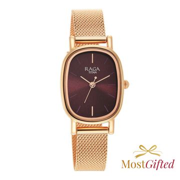 Titan Raga Viva Brown Dial Analog Stainless Steel Strap Watch for Women